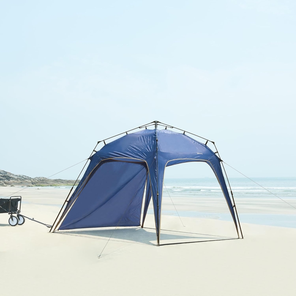 pro. tec Klappbarer Pavillon, mit LED Beleuchtung, Fiberglas/Polyester Blau, 2,5x2,5 m Bild 1