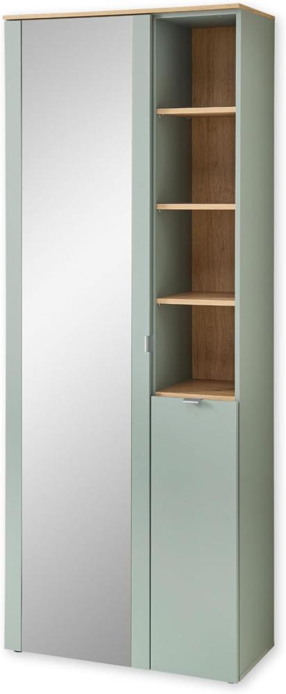 BARI Garderobenschrank mit Spiegel in Schilfgrün, Artisan Eiche Optik FSC-zertifiziert - Moderner Flurgarderoben Schrank mit viel Stauraum - 78 x 202 x 38 cm (B/H/T) Bild 1