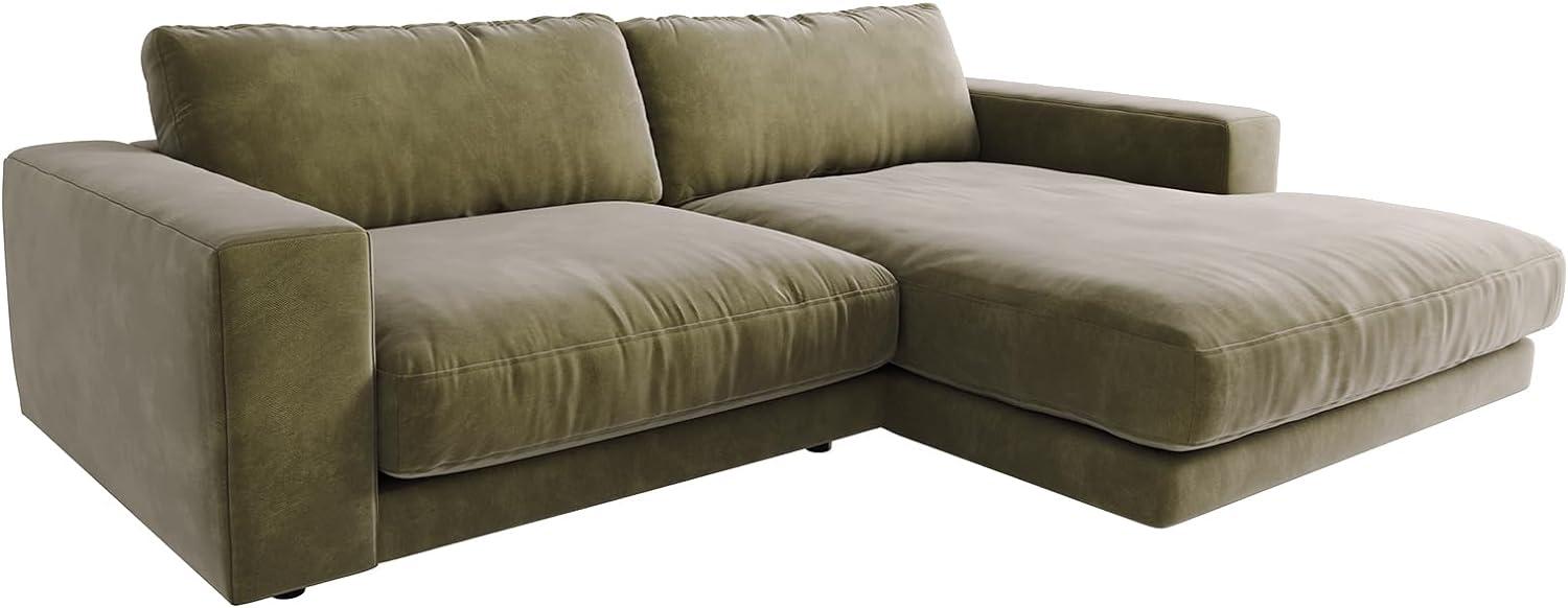 Ecksofa Cubico 250x190 Samt Olive Recamiere rechts Bild 1