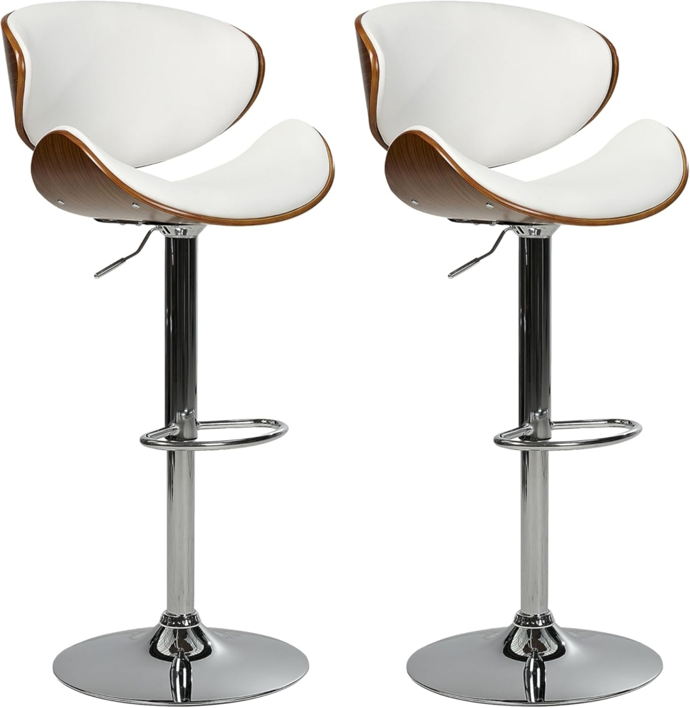 Set mit 2 Barstühlen ROTTERDAM Kunstleder drehbar Weiß Bild 1