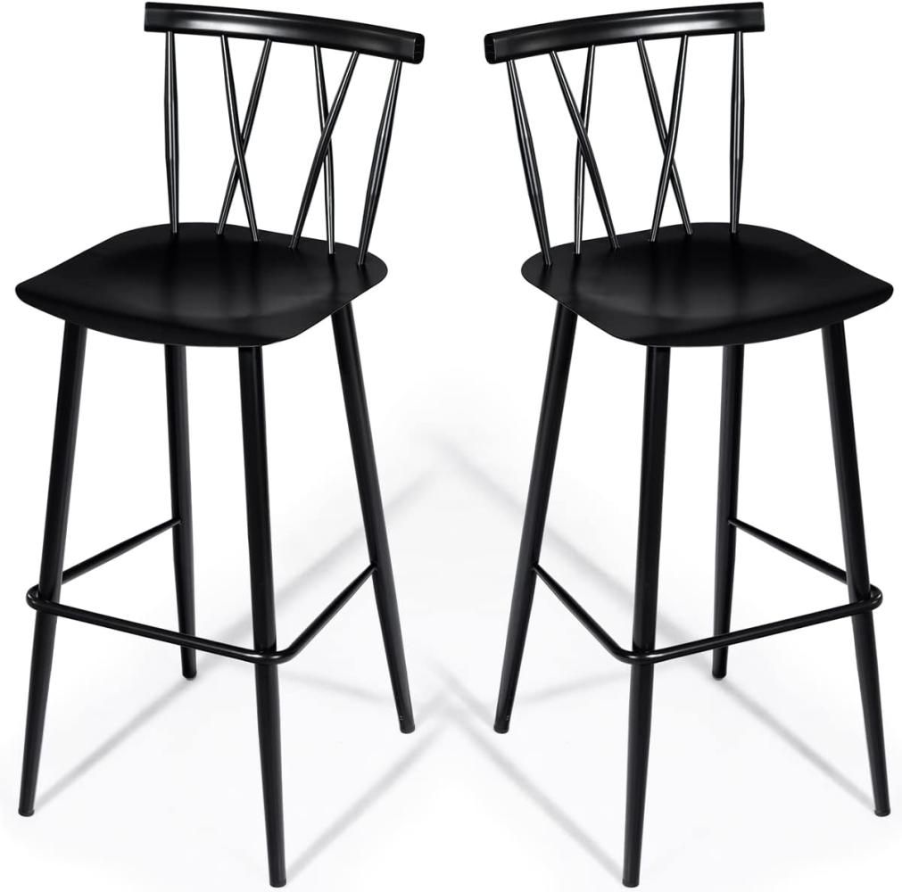 COSTWAY 2er Set Esszimmerstuhl Barstuhl, Schicker Bistrostuhl Beistellstuhl aus Metall, Essstuhl mit Rückenlehne, Barhocker Caféstuhl für Theke Küche Bar Bild 1