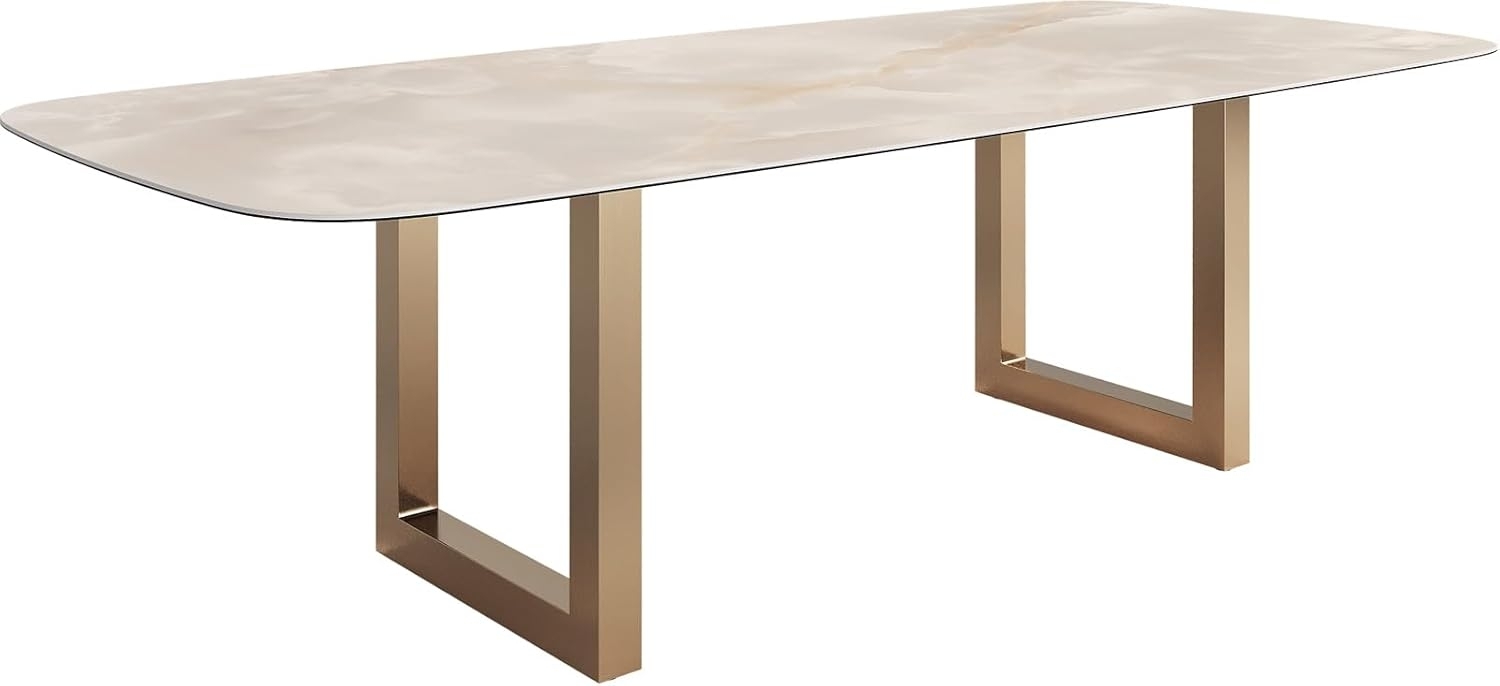 Esstisch Edge Boot 270x120 Keramik Iris FMG Onice Grigio Edelstahl Gold Breit Bild 1