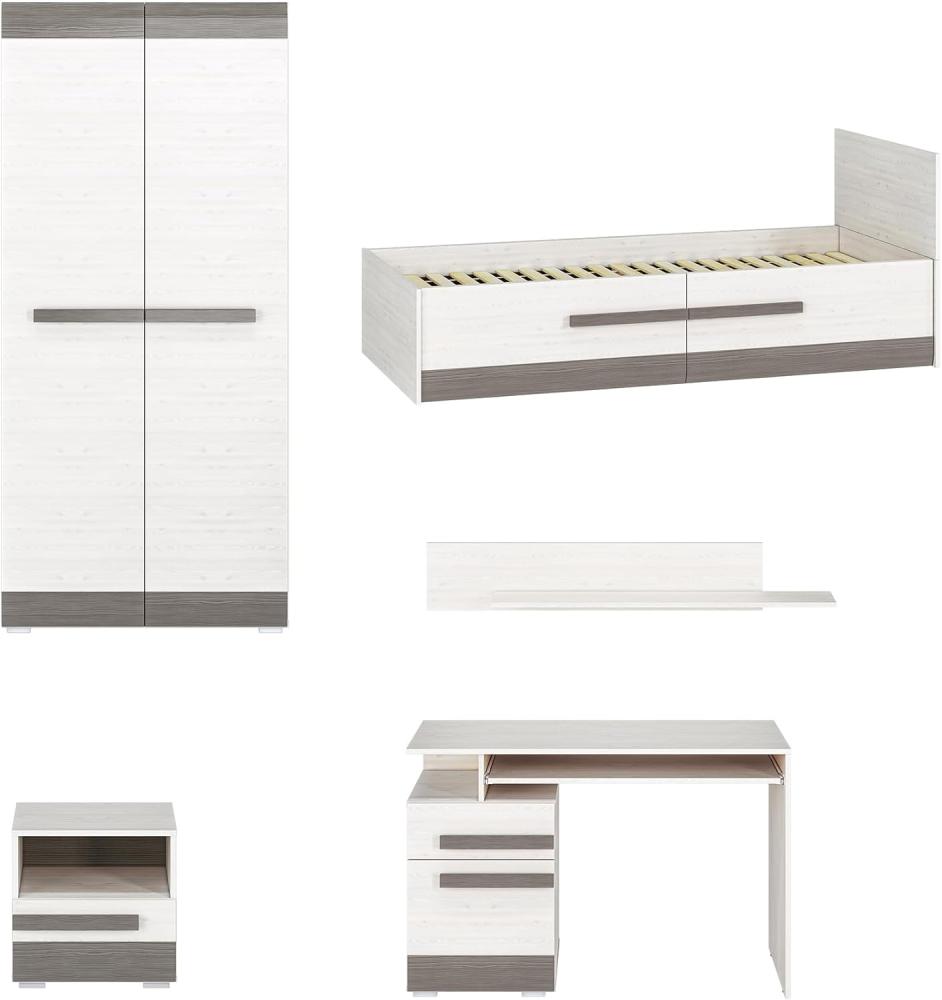 Jugendzimmer-Set "Blanco" Kinderzimmer-Set 5-teilig Pinie weiß grau MDF Bild 1