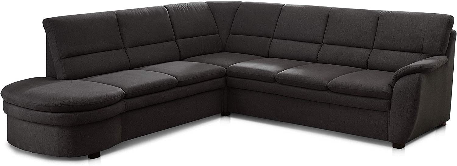Cavadore Ecksofa Gingle mit Ottomane links / Schlafsofa mit Federkern, Relaxfunktion, Stauraum und hochwertigem Mikrofaser-Bezug in Wildlederoptik / Klassisches Design / 260 x 89 x 240 / Anthrazit Bild 1