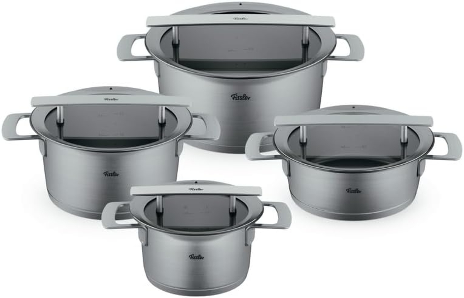 Fissler Topf-Set Phi Collection, Edelstahl 18/10 (Set, 4-tlg, Kochtopf 16/20/24cm, Bratentopf 20cm), cookstar Allherdboden, Edelstahl 18/10, Made in Germany Bild 1