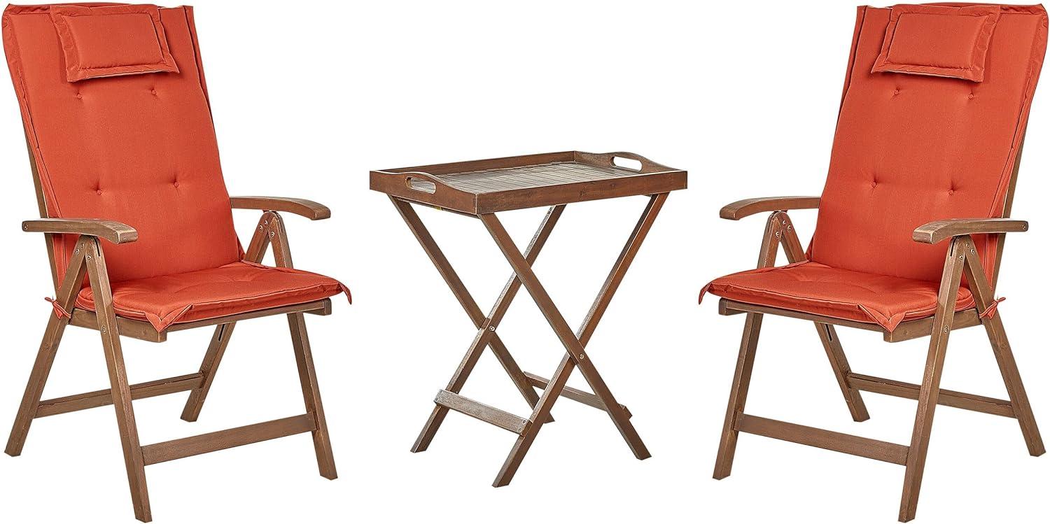 Bistro Set mit Kissen AMANTEA Holz Rot Bild 1