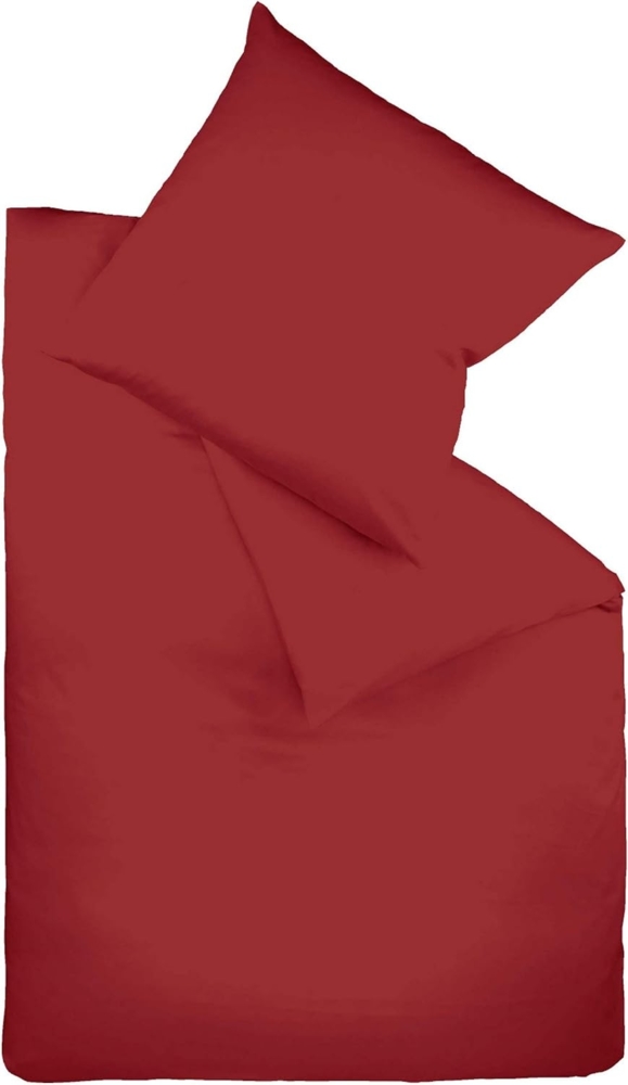fleuresse Satin Bettwäsche Colours 200x200 cm + 2 Stk. 80x80 cm Bordeaux Bild 1