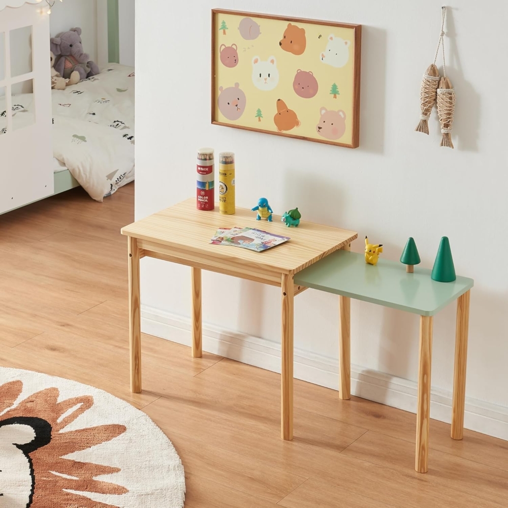 Kindertisch Skellefteå 60x38x52 cm Natur/Mintgrün [en. casa] Bild 1