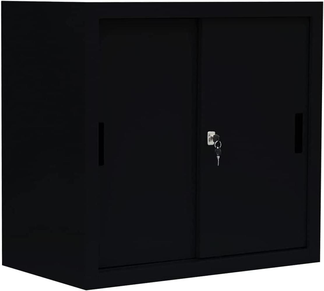 Schiebetürenschrank Schiebetüren Büro Aktenschrank Sideboard aus Stahl Schwarz 750 x 800 x 450 mm (H x B x T) 550089 Bild 1