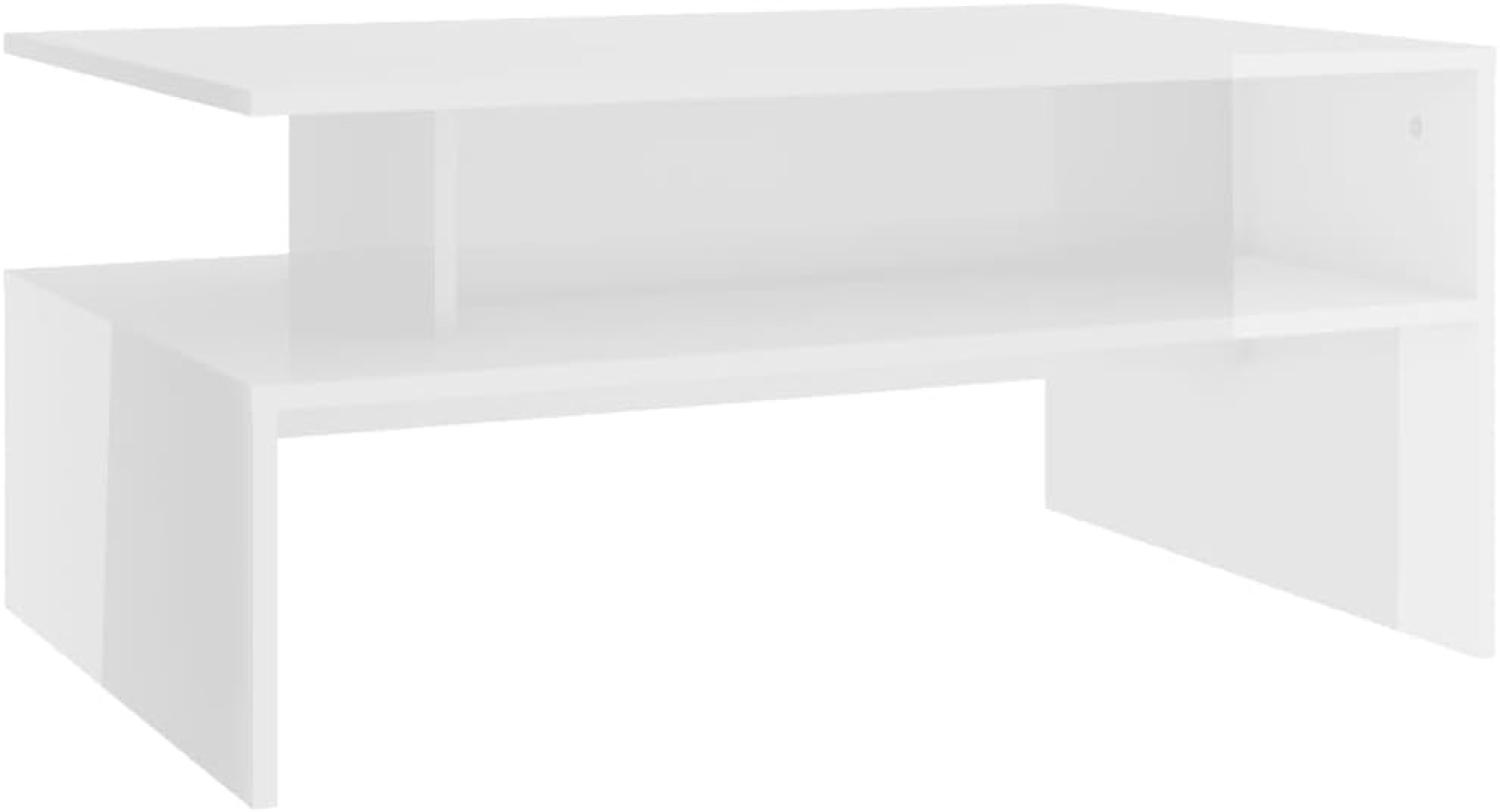 vidaXL Couchtisch Hochglanz-Weiß 90 x 60 x 42,5 cm Spanplatte Bild 1