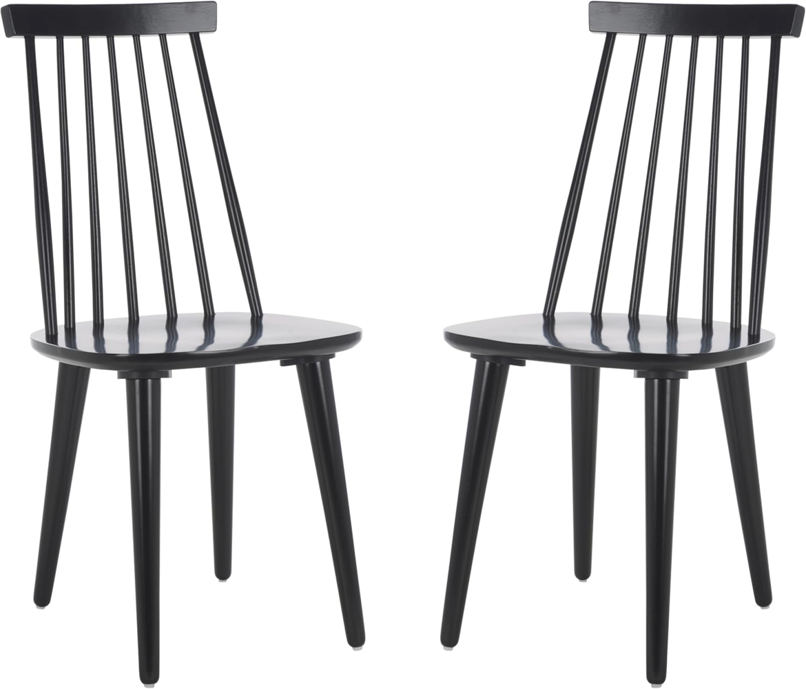 SAFAVIEH Set of 2 Wooden Dining Chairs, in Black Bild 1