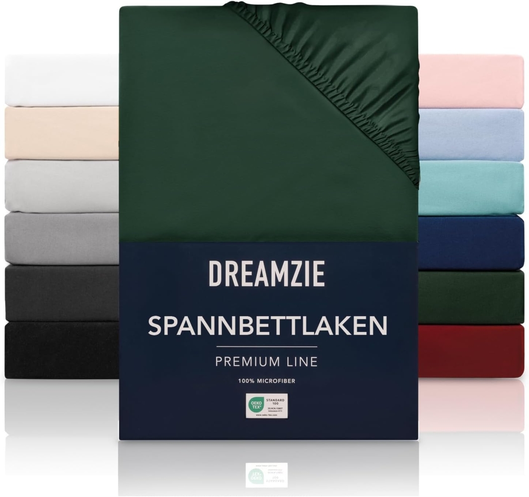Dreamzie - Spannbettlaken 140x200 cm | Mikrofaser Weich – Für Dicke Matratzen – Oeko-Tex | Komfort, Atmungsaktivität, Pflegeleicht – Grün Bild 1