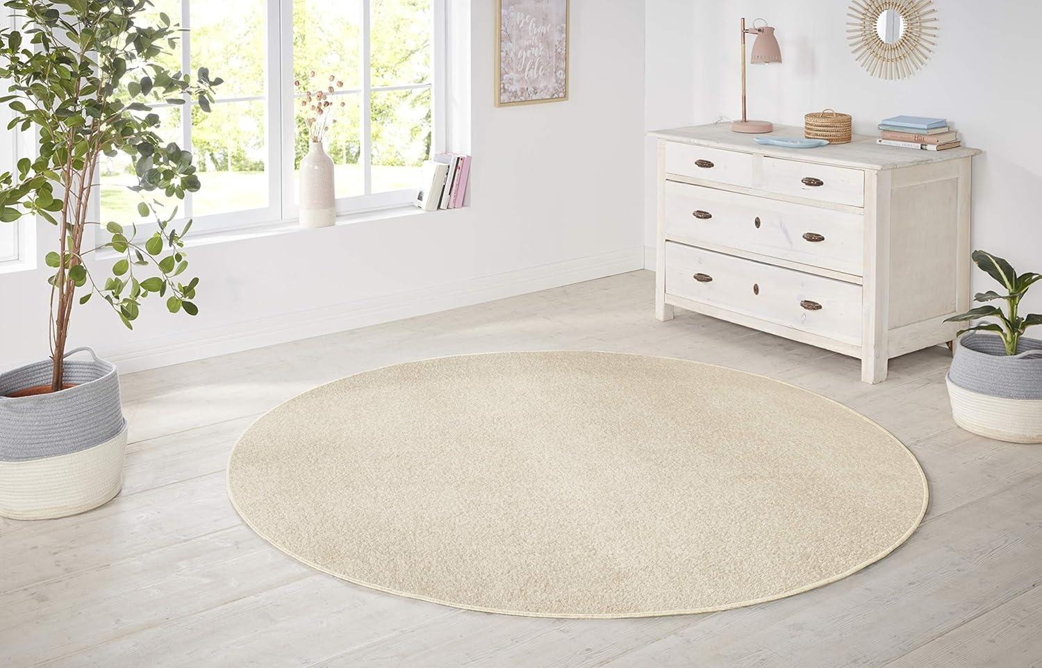 Kurzflor Teppich Nasty, rund - creme - 200 cm Durchmesser Bild 1