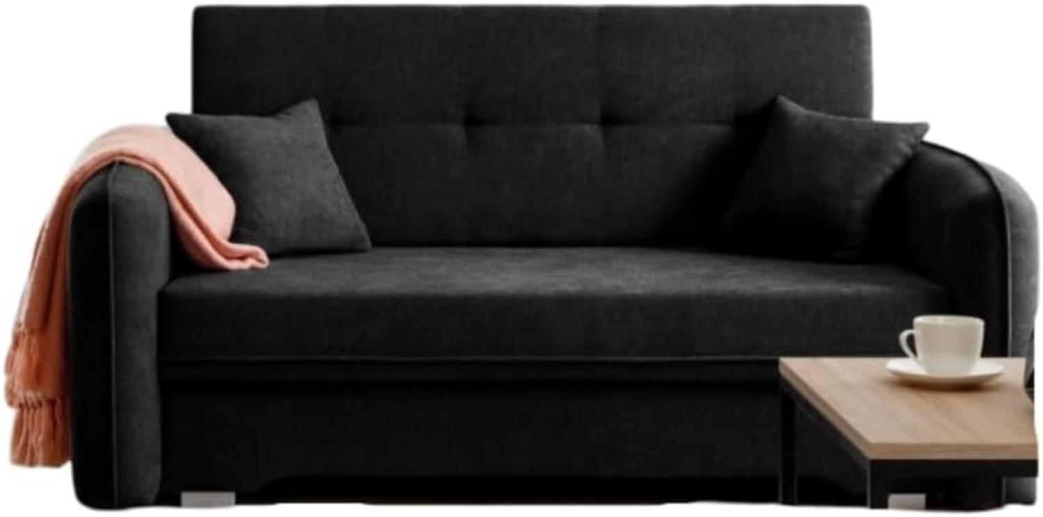 Designer Sofa Elayn mit Schlaffunktion Schwarz Bild 1