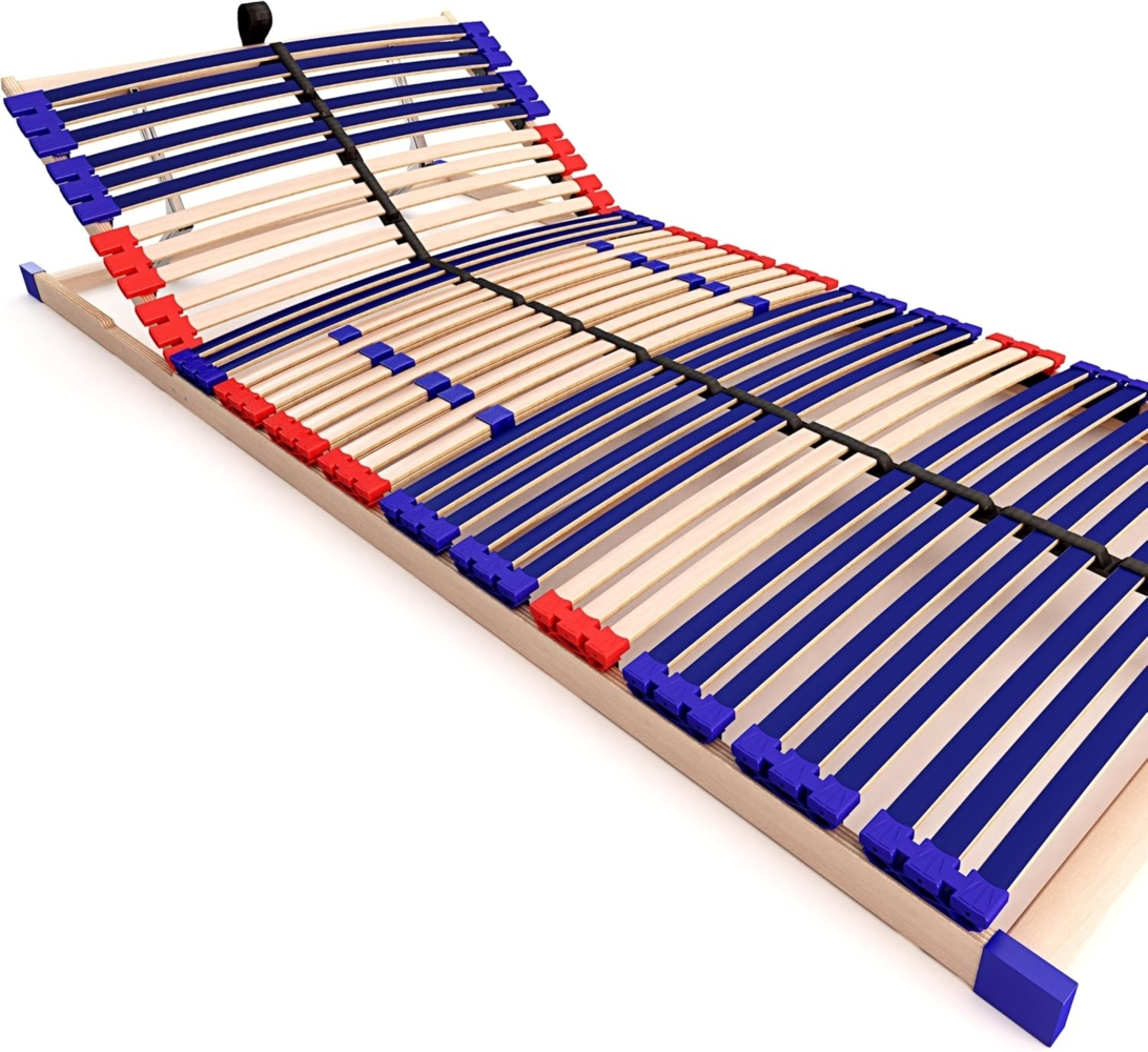 stabiler Lattenrost 100% BUCHE Lattenrahmen - Kopfteil verstellbar - SCHULTERFRÄSUNG, 7 Zonen, 42 Federleisten, Härte-Regulierung, Mittelgurt - VARIO SLEEP BEST 42® unmontiert (130x200 cm) Bild 1