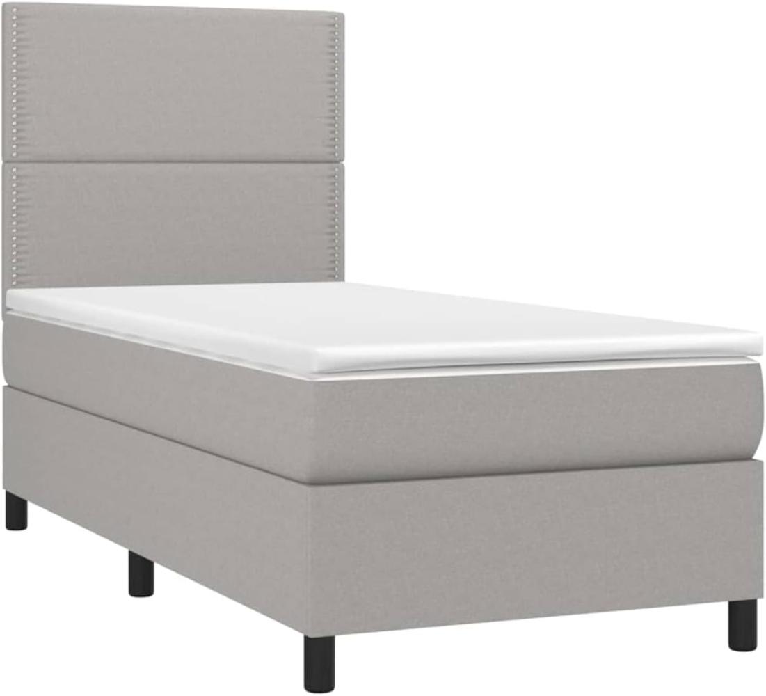 vidaXL Boxspringbett mit Matratze Hellgrau 90x200 cm Stoff, Härtegrad: H2 [3141665] Bild 1