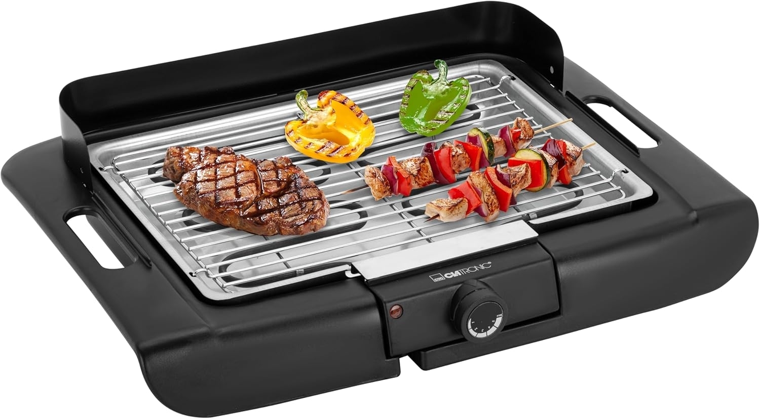 Clatronic® Barbecue-Tischgrill | Elektrogrill | ideal für Balkon & Küche | 35 x 24 cm Grillfläche | Elektro Grill mit Windschutz | verchromter Grillrost | 2000 Watt | Tischgrill | BQ 3507 Bild 1