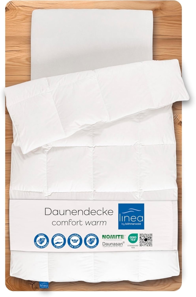 Böhmerwald Komfort Kassettenbett mit 2,5 cm Innensteg, 309600-22, 90% Daunen / 10 % Federn, 200x200 cm, normal Bild 1