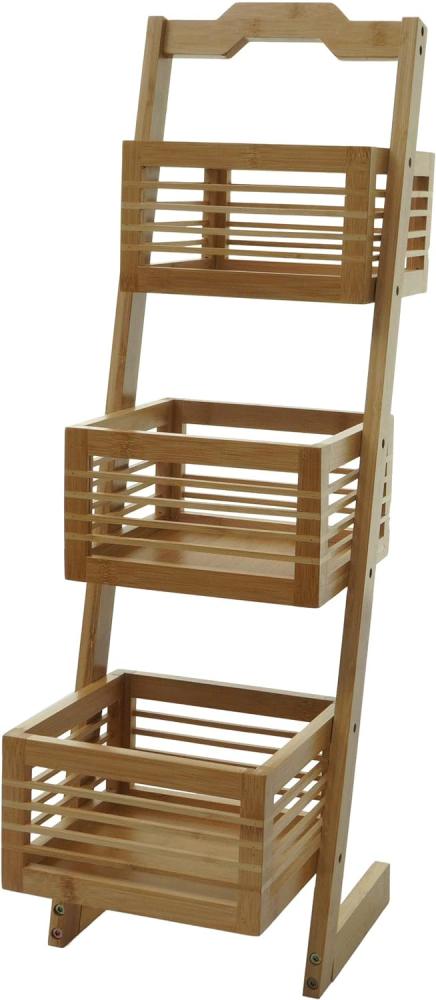Mendler 'HWC-M21' Badregal mit 3 Körben, Bambus natur, 23 x 30 x 77 cm Bild 1