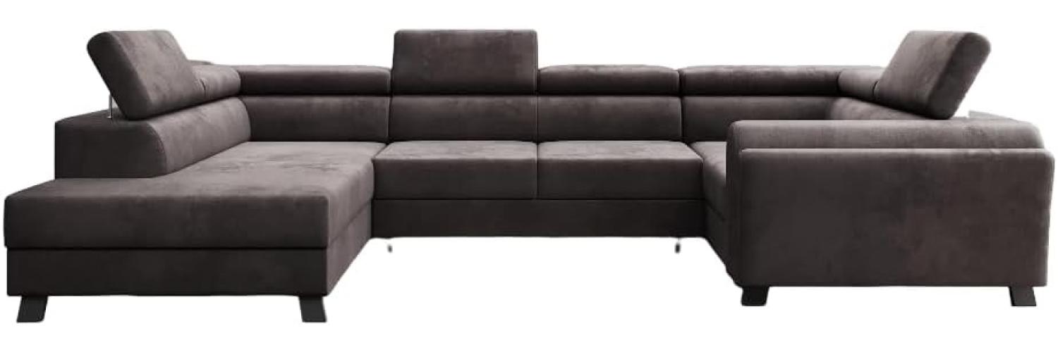 Designer Sofa Emilio mit Schlaf- und Klappfunktion Samt Dunkelbraun Links Bild 1