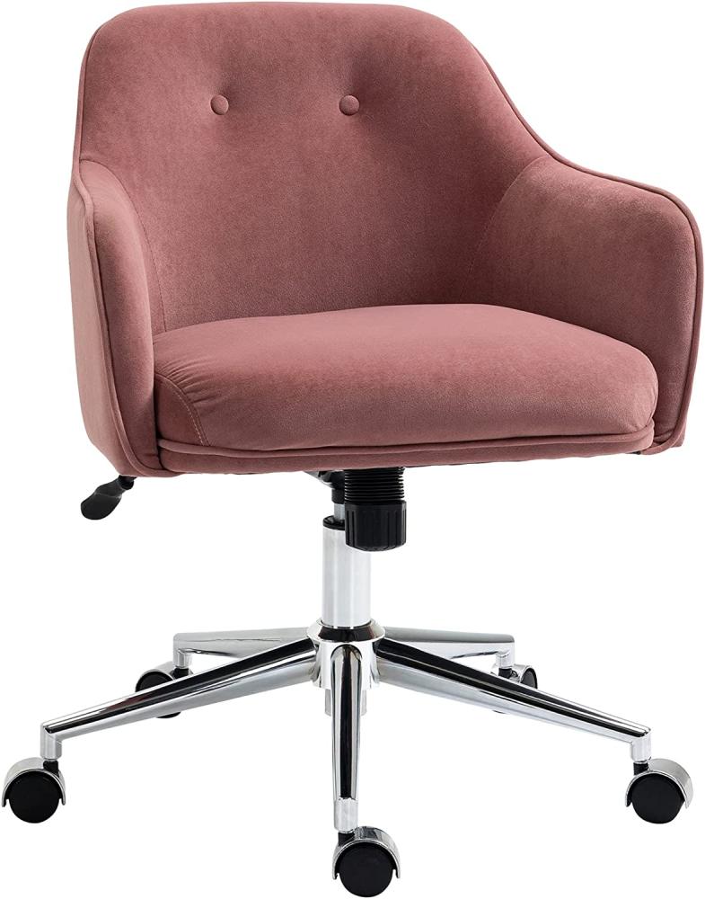 Vinsetto Bürostuhl mit Wippenfunktion Home-Office-Stuhl höhenverstellbarer Schreibtischstuhl ergonomisch 360°-Drehräder Samt-Touch-Polyester Nylon Rot 61 x 59 x 80,5-90,5 cm Bild 1