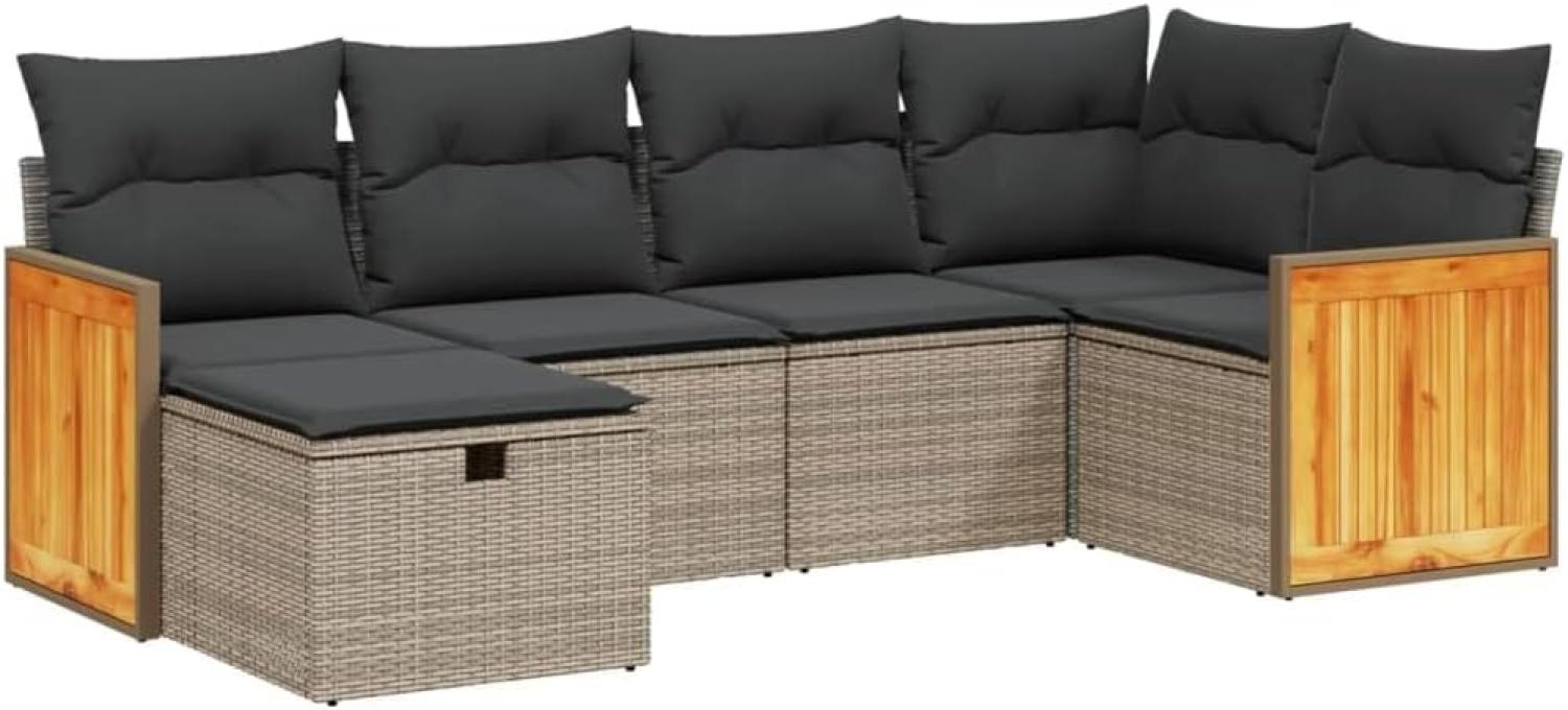 vidaXL 6-tlg. Garten-Sofagarnitur mit Kissen Grau Poly Rattan 3265736 Bild 1