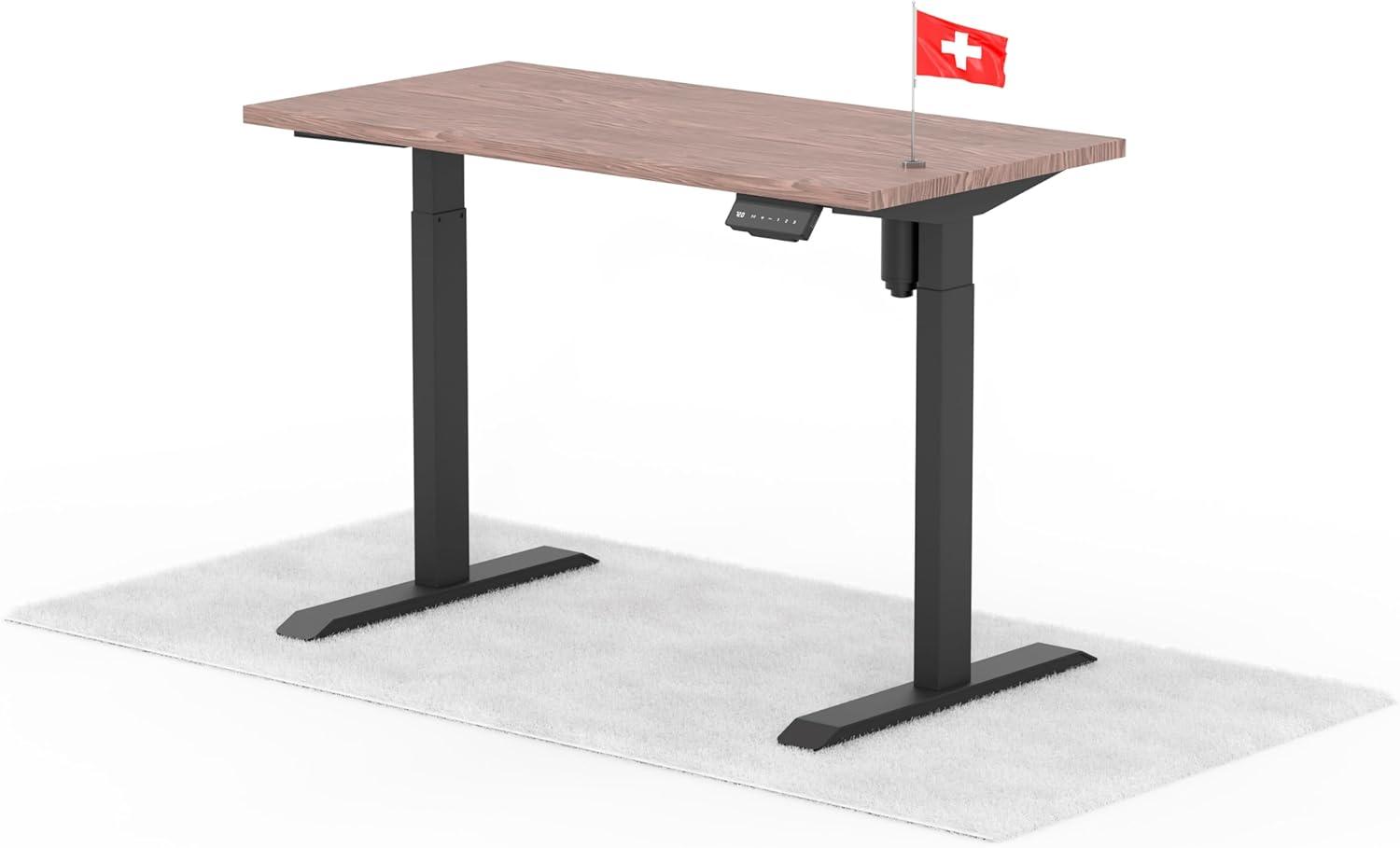 elektrisch höhenverstellbarer Schreibtisch ECO 120 x 60 cm - Gestell Schwarz, Platte Walnuss Bild 1