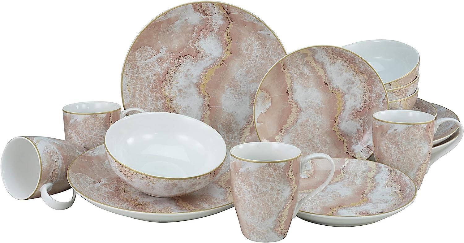 CreaTable 22276 Kombiservice Marmor für 4 Personen, Steinzeug, roségold (1 Set, 16-teilig) Bild 1