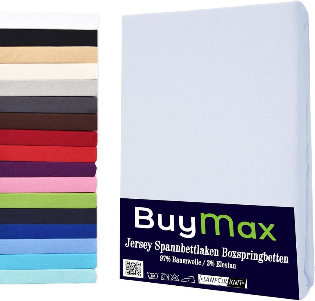 Buymax Spannbettlaken Stretch 140x200-160x220 cm für Wasserbetten und Boxspringbetten Bettbezug für Matratzen bis 35 cm Matratzenhöhe, Weiß Bild 1