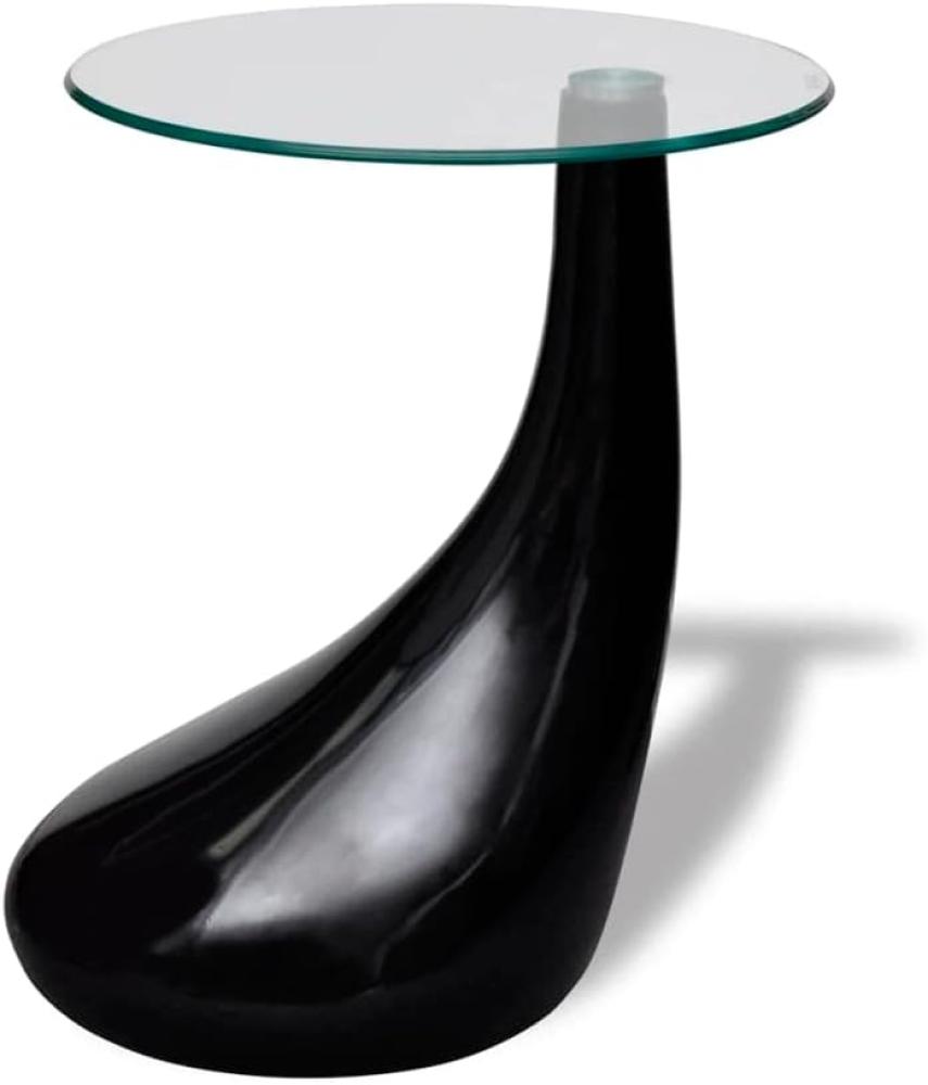 vidaXL Beistelltisch mit runder Glasplatte Hochglanz Schwarz Bild 1
