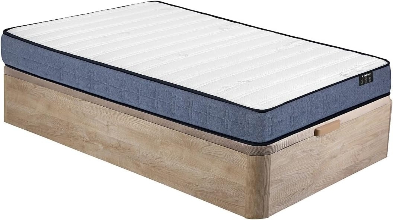 Vente-unique - Bett mit Bettkasten - 90 x 190 cm - Natur hell - Taschenfederkernmatratze - Höhe 19 cm - DAYNI von YSMÉE Bild 1