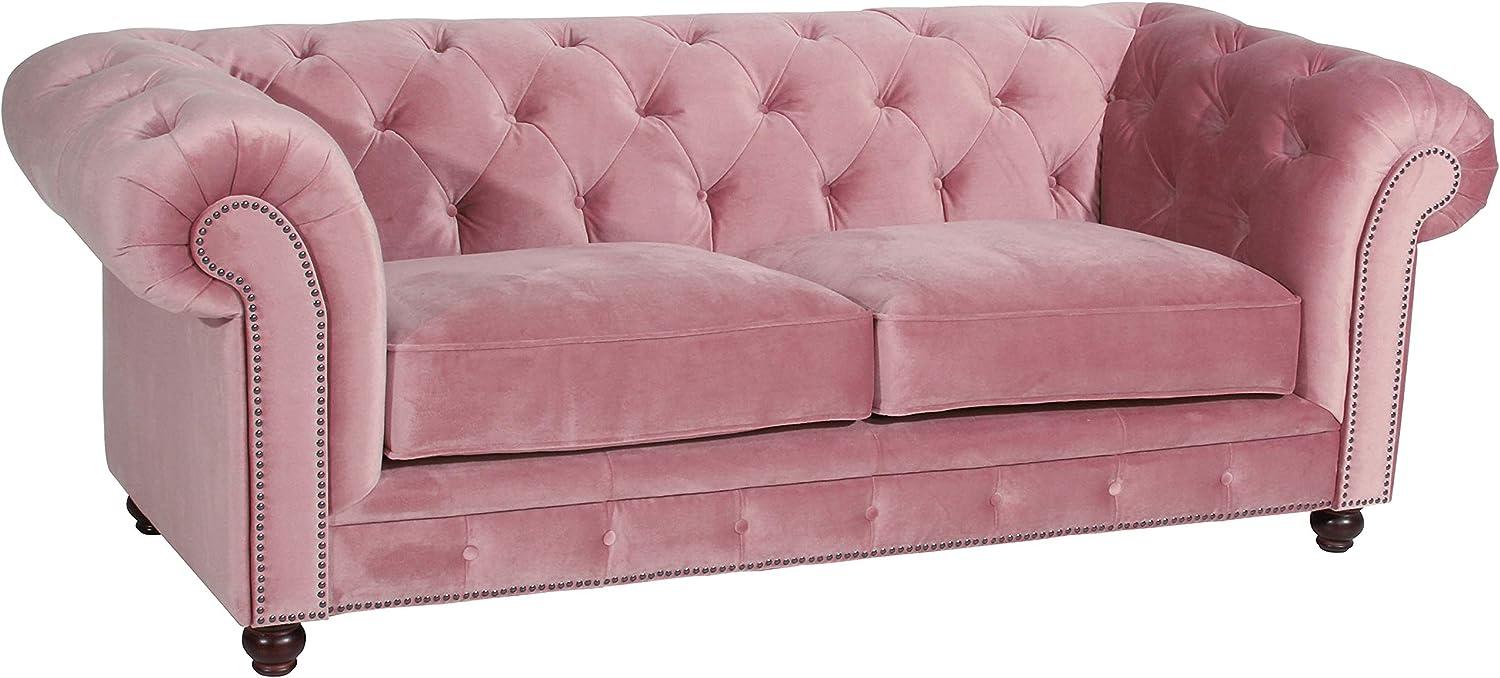 Orleans Sofa 2,5-Sitzer Samtvelours Rose Buche Nussbaumfarben Bild 1