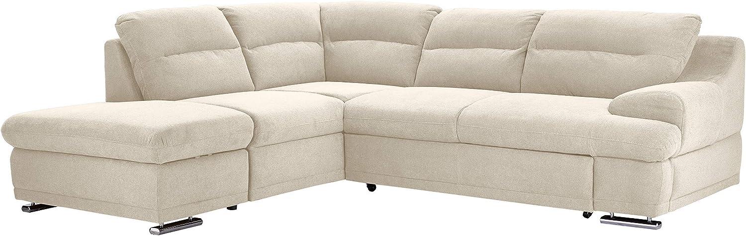 Mivano Ecksofa Coast / Große Schlafcouch in L-Form mit Ottomane links, Inkl. Bettfunktion und Stauraum, 264 x 88 x 217, Mikrofaser: beige Bild 1