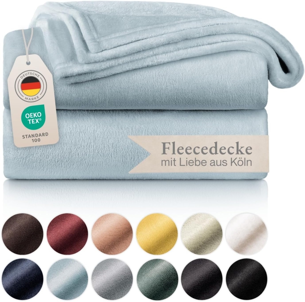 Blumtal Kuscheldecke aus Fleece - hochwertige Decke, Oeko-TEX® Zertifiziert in 220x240 cm, Kuscheldecke flauschig als Sofadecke, Tagesdecke oder Winterdecke, Hellblau Bild 1