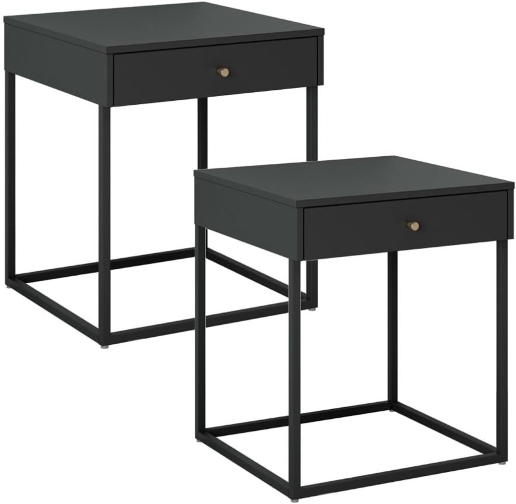 ebuy24 Nachttisch Pops Nachttisch 1 Schublade Set mit 2 Stk. schwarz Bild 1