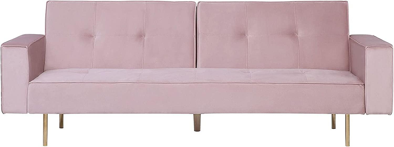 Schlafsofa 3-Sitzer Samtstoff rosa VISNES Bild 1