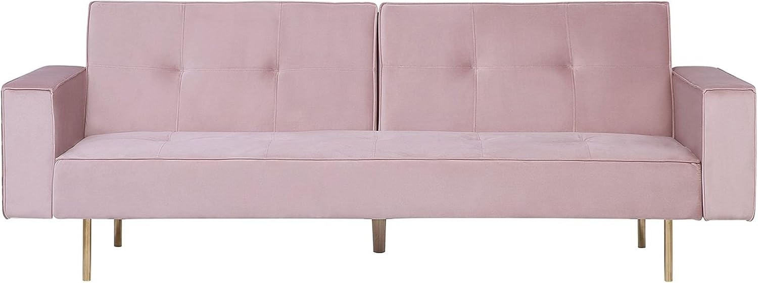Schlafsofa 3-Sitzer Samtstoff rosa VISNES Bild 1