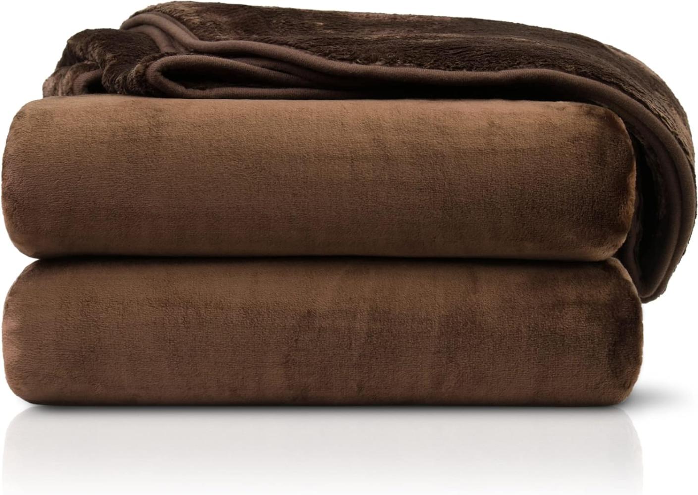 Amago - Kuscheldecke, Cashmere-Feeling, 220 x 240 cm - Schoko Bild 1