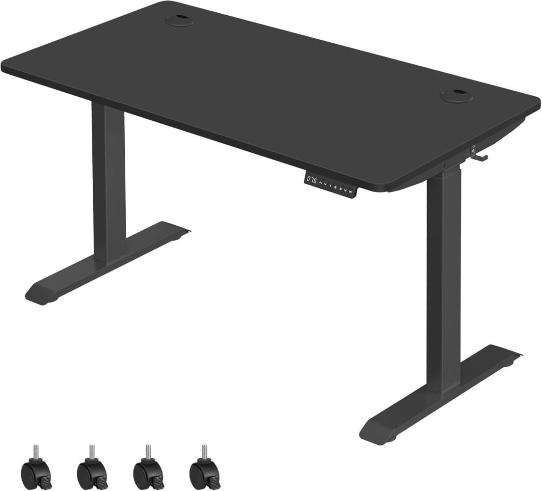 Höhenverstellbarer Schreibtisch elektrisch, 60 x 120 cm Tischoberfläche, stufenlos verstellbar, Memory-Funktion mit 3 Höhen, Auffahrschutz, schwarz 140x70x71-117cm Bild 1