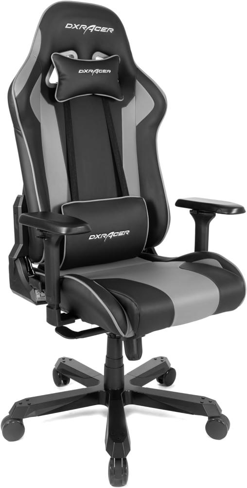 Robas Lund DX Racer K99 Gamingstuhl Schreibtischstuhl mit Wippfunktion Höhenverstellbarer Drehstuhl E-Sport, verstellbare Armlehnen 4D, schwarz-grau,PU Bild 1