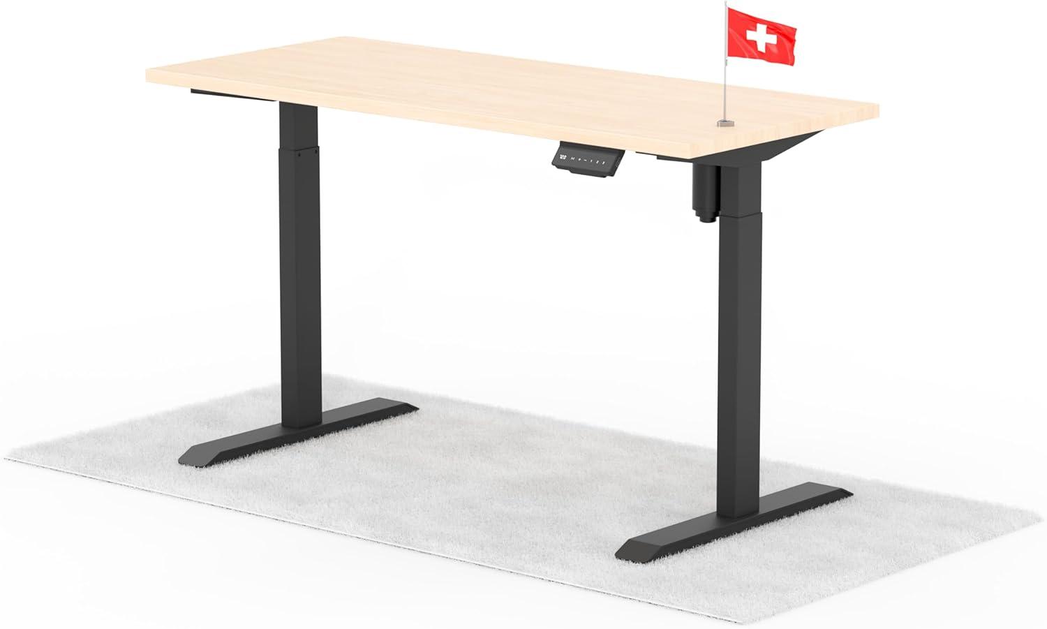 elektrisch höhenverstellbarer Schreibtisch ECO 140 x 60 cm - Gestell Schwarz, Platte Eiche Bild 1