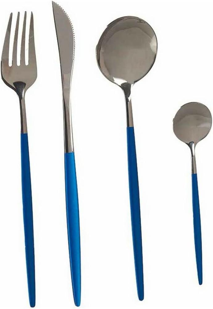 Besteck-Set Silberfarben Blau Edelstahl (8 Pcs) Bild 1