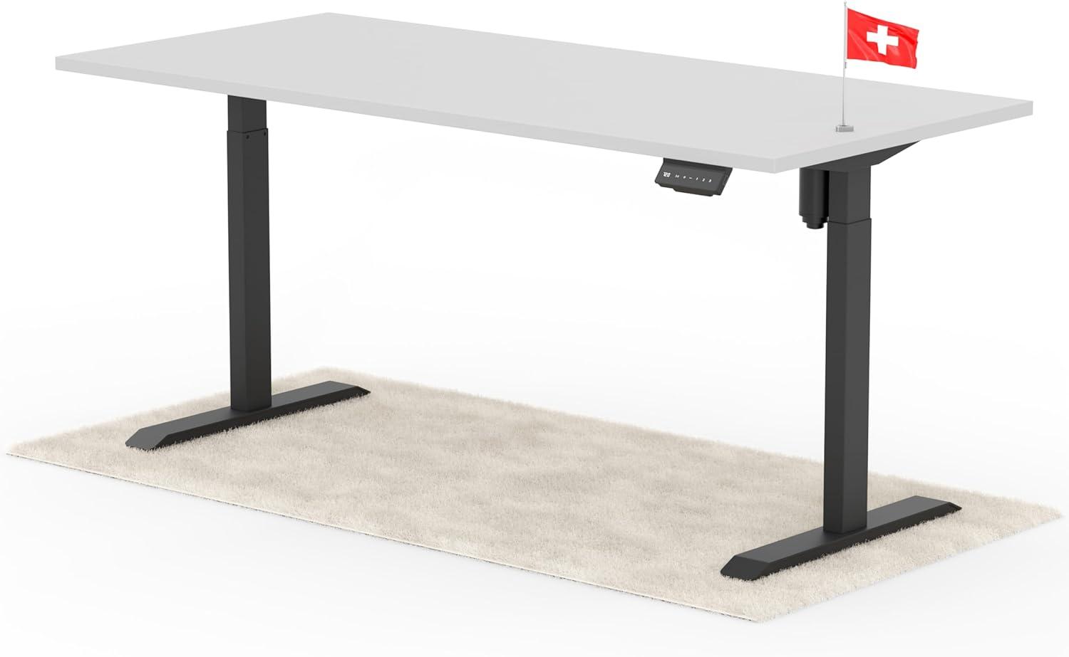 elektrisch höhenverstellbarer Schreibtisch ECO 180 x 80 cm - Gestell Schwarz, Platte Grau Bild 1