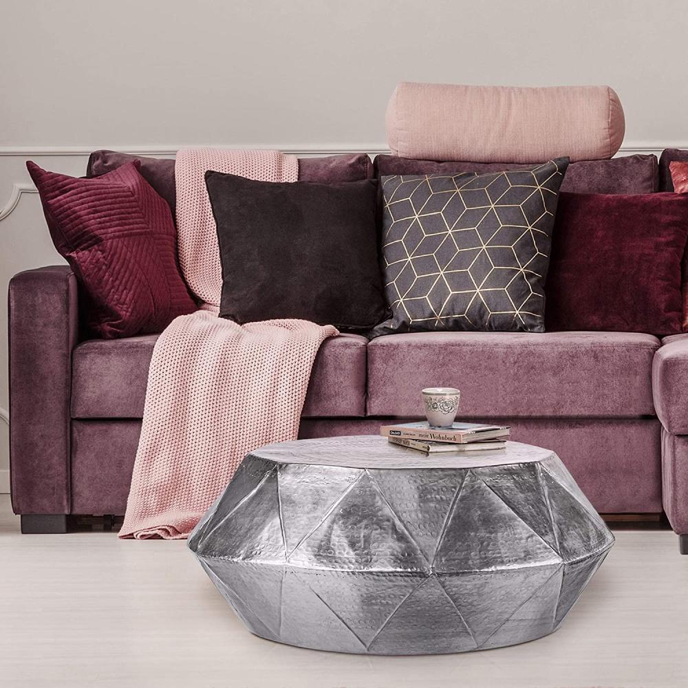 Couchtisch Ø 73x28,5 cm Silber aus Aluminium-Legierung in Hammerschlag-Technik WOMO-Design Bild 1
