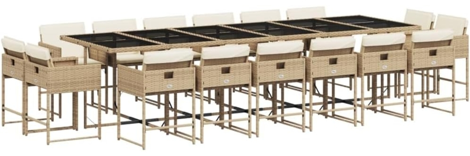 vidaXL 17-tlg. Garten-Essgruppe mit Kissen Beige Poly Rattan 3211426 Bild 1