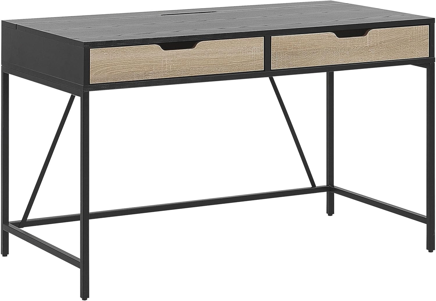 Schreibtisch schwarz / heller Holzfarbton 120x60 cm 2 Schubladen JENA Bild 1