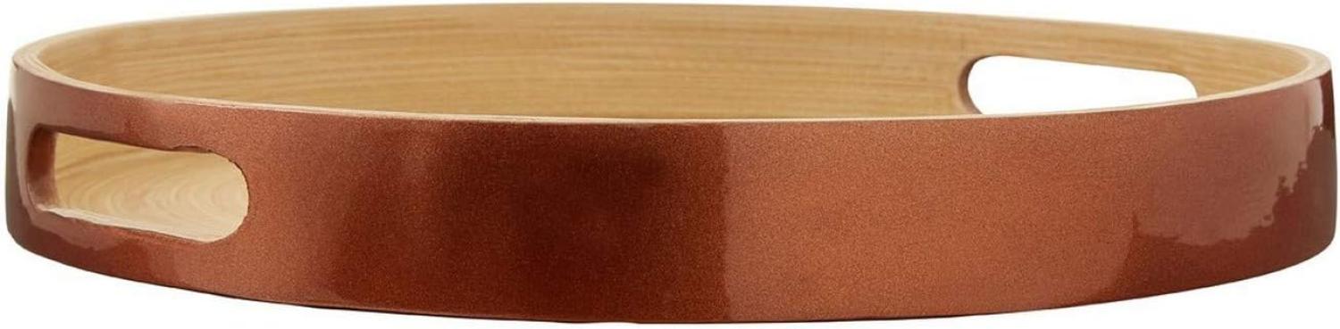 Premier Housewares Kleine Runde Rosegold Kyoto Tablett, Bambus, Gold, 30x30x4 Bild 1