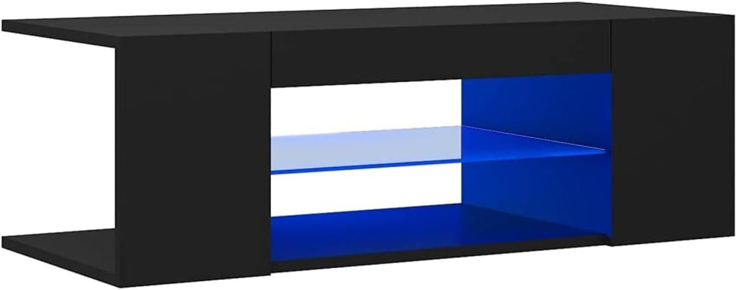 vidaXL TV Schrank mit LED-Leuchten Lowboard Fernsehschrank Fernsehtisch Sideboard HiFi-Schrank TV Möbel Tisch Board Schwarz 90x39x30cm Bild 1