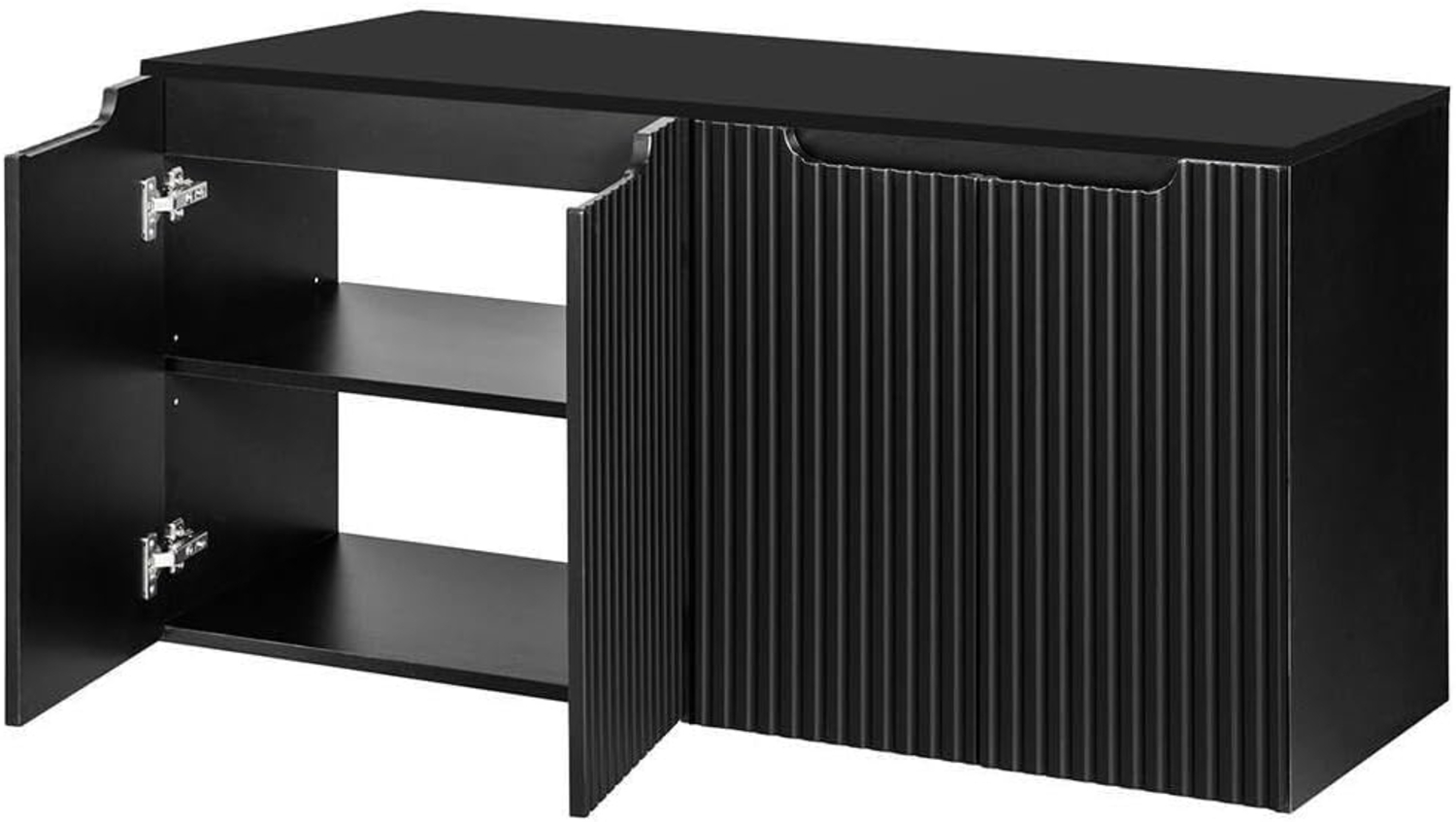 Waschbeckenunterschrank Skelbolu mit 4 Türen 120x60x40cm Schwarz [en. casa] Bild 1