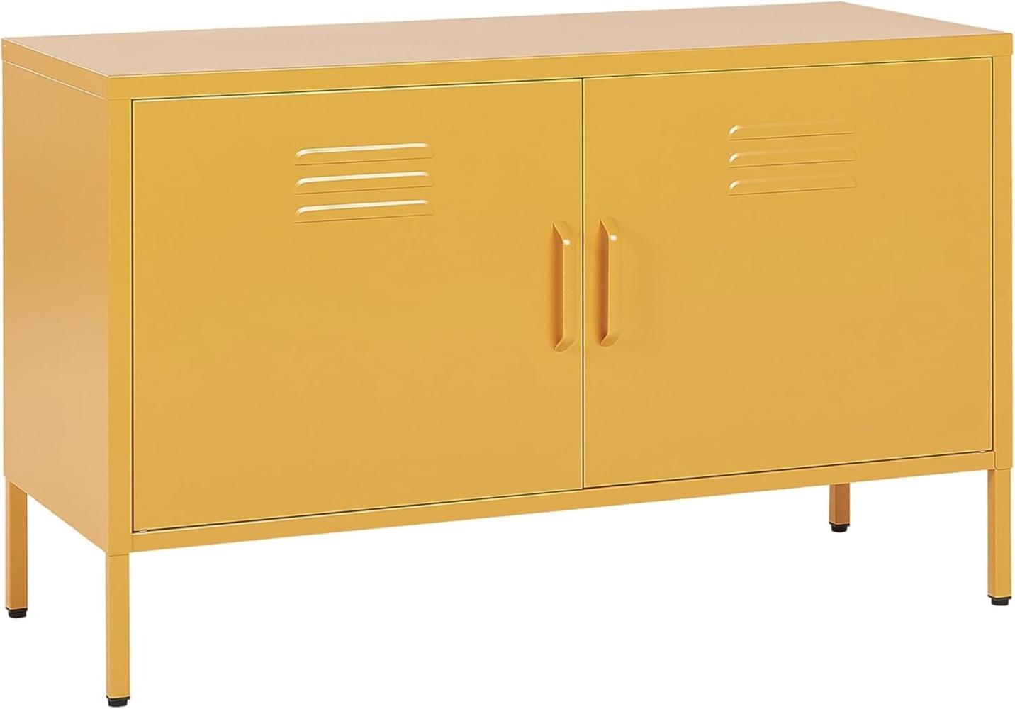 Metallschrank mit hohen Füßen, Türen, Griffen & Regalboden, Stahl, 100 x 40 x 65 cm, Gelb Bild 1